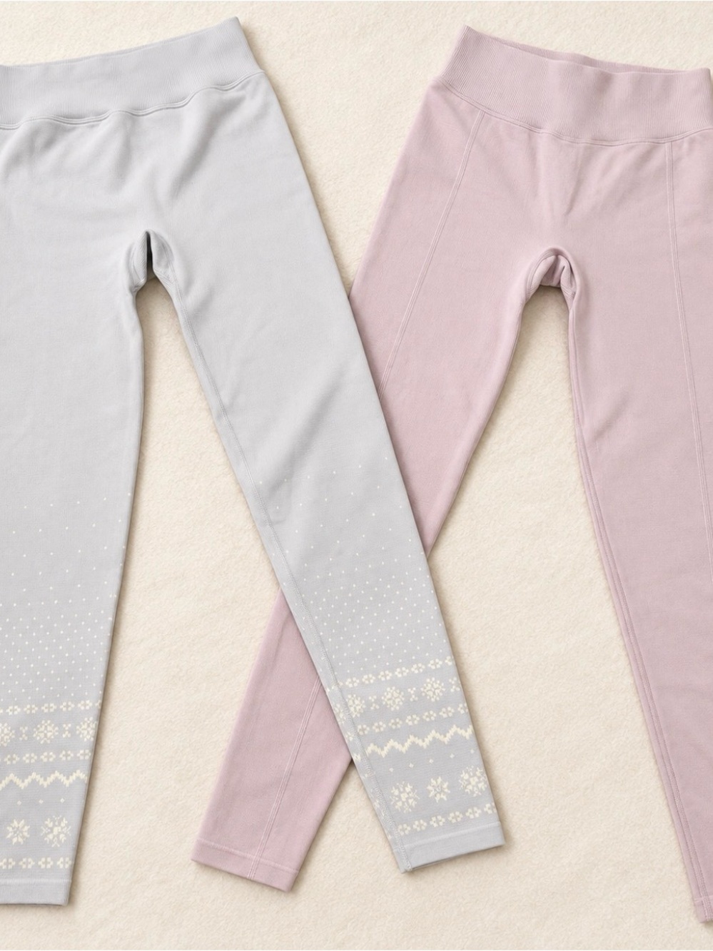 PINK Victoria's Secret Light Gray & Dusty Pink Leggings Duo